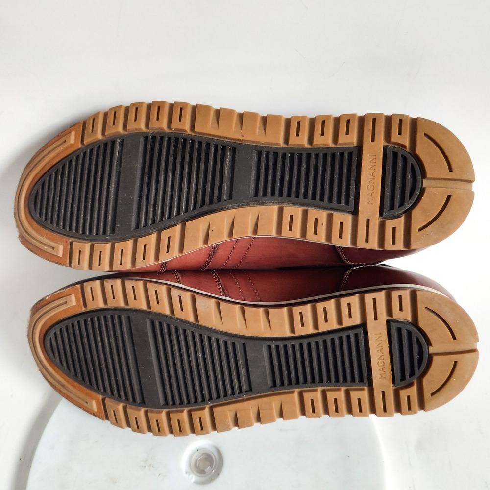 Magnanni Leather Sneakers Mens 8.5 41.5 Ibiza Brown Low Top Lace Up Luxury Shoes - Picture 4 of 11